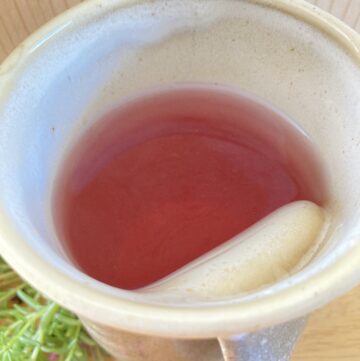 hot red raspberry leaf tea in a mug