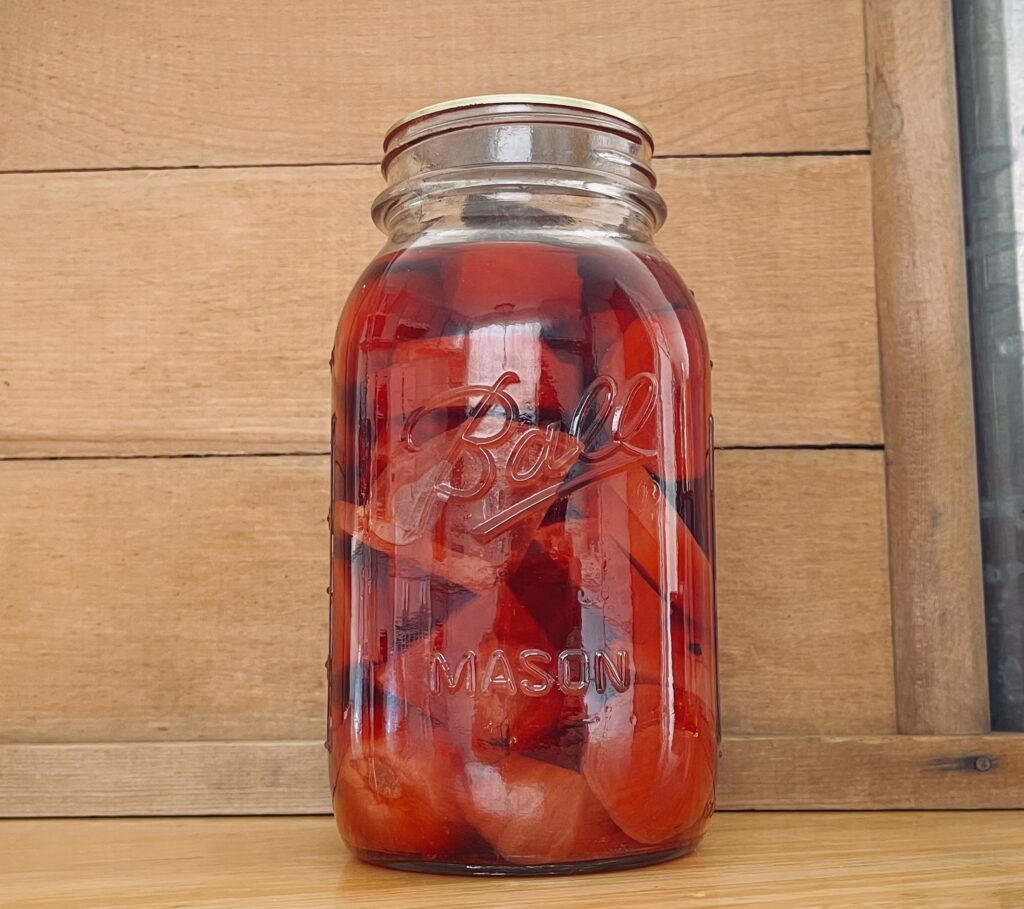 homegrown beets canned in a mason jar