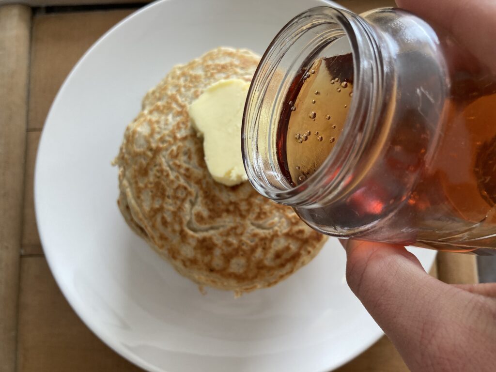 oat flour pancakes with syrup