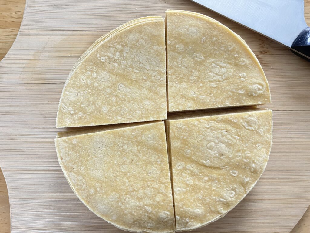 tortillas cut into fourths