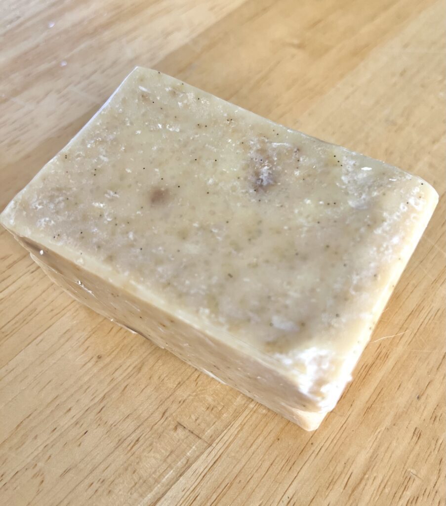 a bar of soap with the soda ash removed